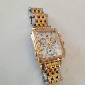 Michele Deco Diamond Chronograph Tri-Tone Ladies Watch MW06P01G8046